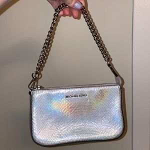 Michael Kors- metallic chrome snake mini purse